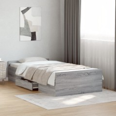 vidaXL Giroletto Cassetti Grigio Sonoma 100x200 cm Legno Multistrato