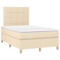 vidaXL Giroletto a Molle con Materasso Crema 120x190 cm in Tessuto