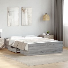 vidaXL Giroletto Cassetti Grigio Sonoma 135x190 cm Legno Multistrato