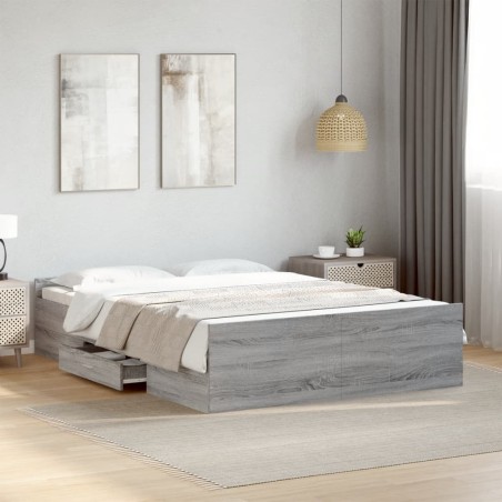 vidaXL Giroletto Cassetti Grigio Sonoma 135x190 cm Legno Multistrato