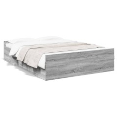 vidaXL Giroletto Cassetti Grigio Sonoma 135x190 cm Legno Multistrato