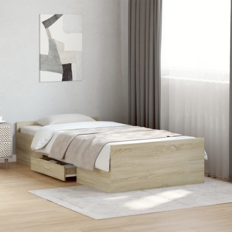 vidaXL Giroletto Cassetti Rovere Sonoma 90x190 cm Legno Multistrato