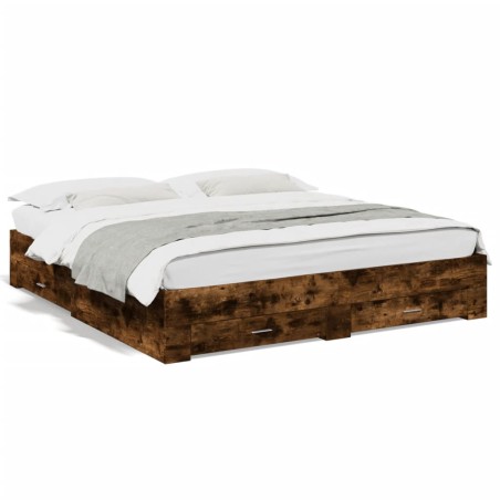 vidaXL Giroletto con Cassetti Rovere Fumo 180x200 cm Legno Multistrato