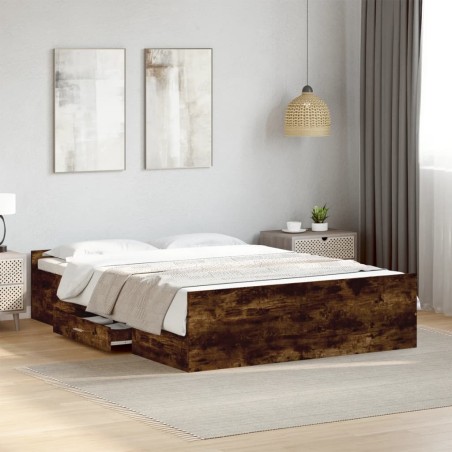 vidaXL Giroletto con Cassetti Rovere Fumo 120x190 cm Legno Multistrato