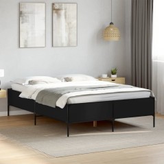vidaXL Giroletto Nero 140x190 cm in Legno Multistrato e Metallo