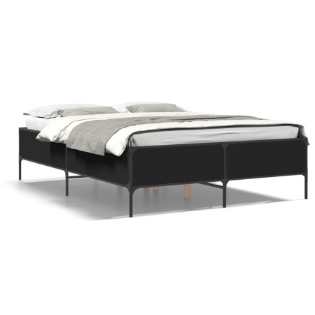 vidaXL Giroletto Nero 140x190 cm in Legno Multistrato e Metallo