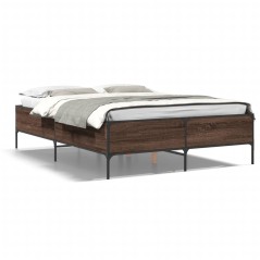 vidaXL Giroletto Rovere Marrone 140x190cm in Legno Multistrato Metallo