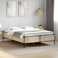 vidaXL Giroletto Rovere Sonoma 135x190 cm in Legno Multistrato Metallo
