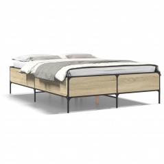 vidaXL Giroletto Rovere Sonoma 135x190 cm in Legno Multistrato Metallo