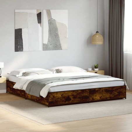 vidaXL Giroletto Rovere Fumo 200x200 cm in Legno Multistrato Metallo