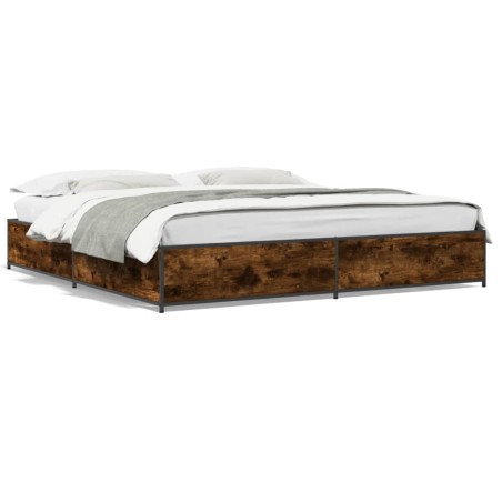 vidaXL Giroletto Rovere Fumo 200x200 cm in Legno Multistrato Metallo