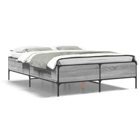 vidaXL Giroletto Grigio Sonoma 120x200 cm in Legno Multistrato Metallo