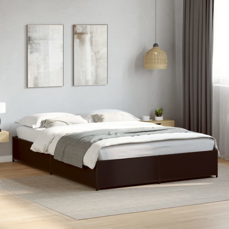 vidaXL Giroletto Nero 120x200 cm in Legno Multistrato e Metallo vidaXL Giroletto Nero 120x200 cm in Legno Multistrato e Metallo