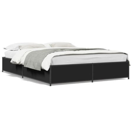 vidaXL Giroletto Nero 120x200 cm in Legno Multistrato e Metallo