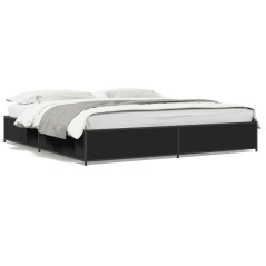 vidaXL Giroletto Nero 160x200 cm in Legno Multistrato e Metallo