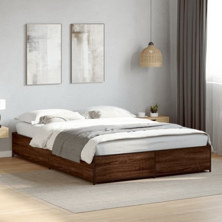 vidaXL Giroletto Rovere Marrone 120x200cm in Legno Multistrato Metallo