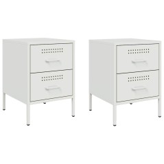 vidaXL Comodini 2 pz Bianchi 36x39x50,5 cm in Acciaio