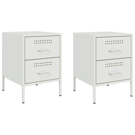 vidaXL Comodini 2 pz Bianchi 36x39x50,5 cm in Acciaio
