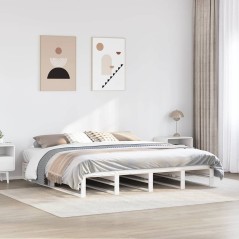 vidaXL Giroletto senza Materasso Bianco 200x200 cm Legno Massello Pino