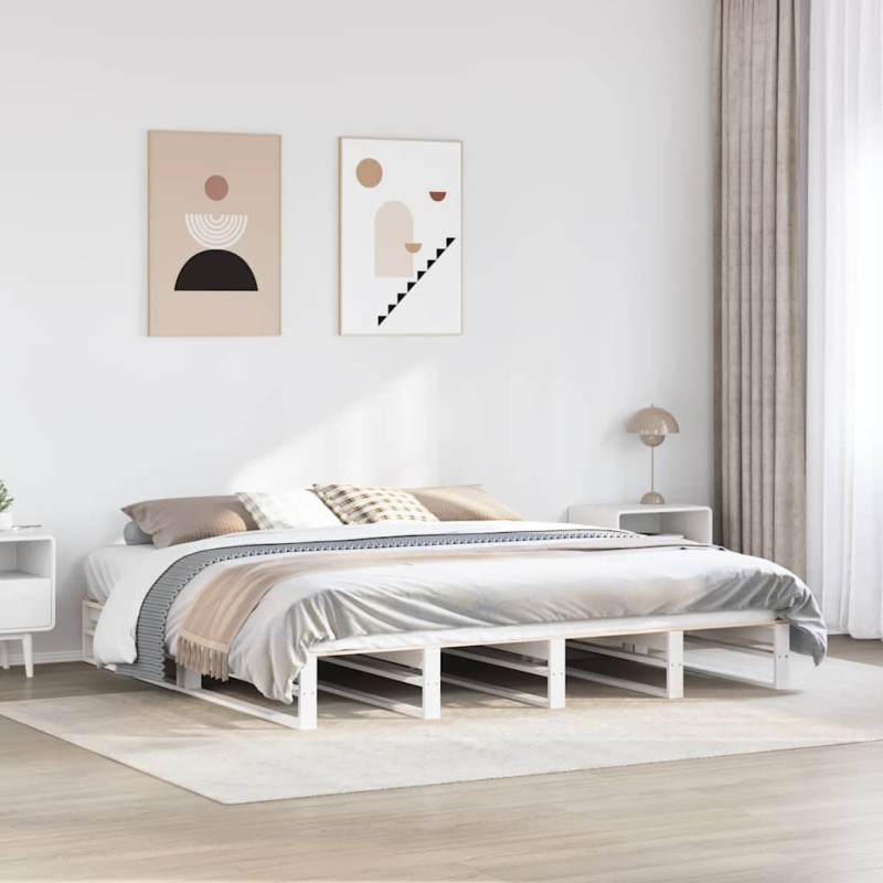 vidaXL Giroletto senza Materasso Bianco 200x200 cm Legno Massello Pino vidaXL Giroletto senza Materasso Bianco 200x200 cm Legno Massello Pino