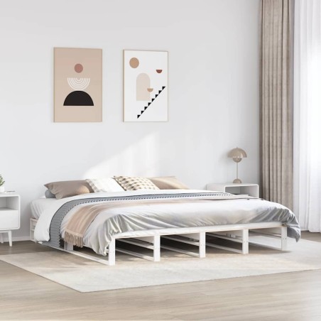 vidaXL Giroletto senza Materasso Bianco 200x200 cm Legno Massello Pino