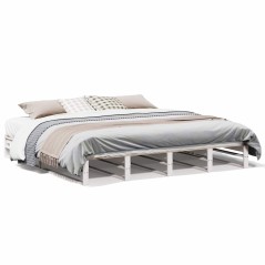 vidaXL Giroletto senza Materasso Bianco 200x200 cm Legno Massello Pino