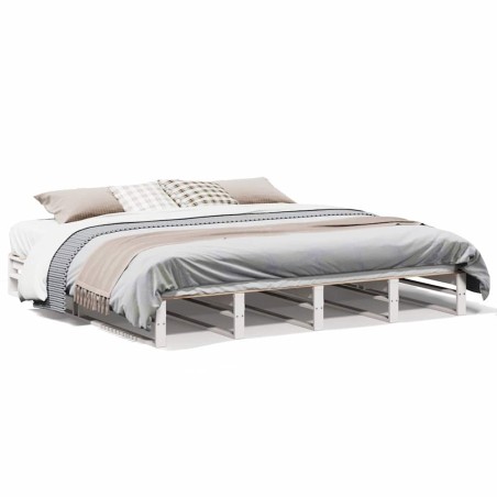 vidaXL Giroletto senza Materasso Bianco 200x200 cm Legno Massello Pino