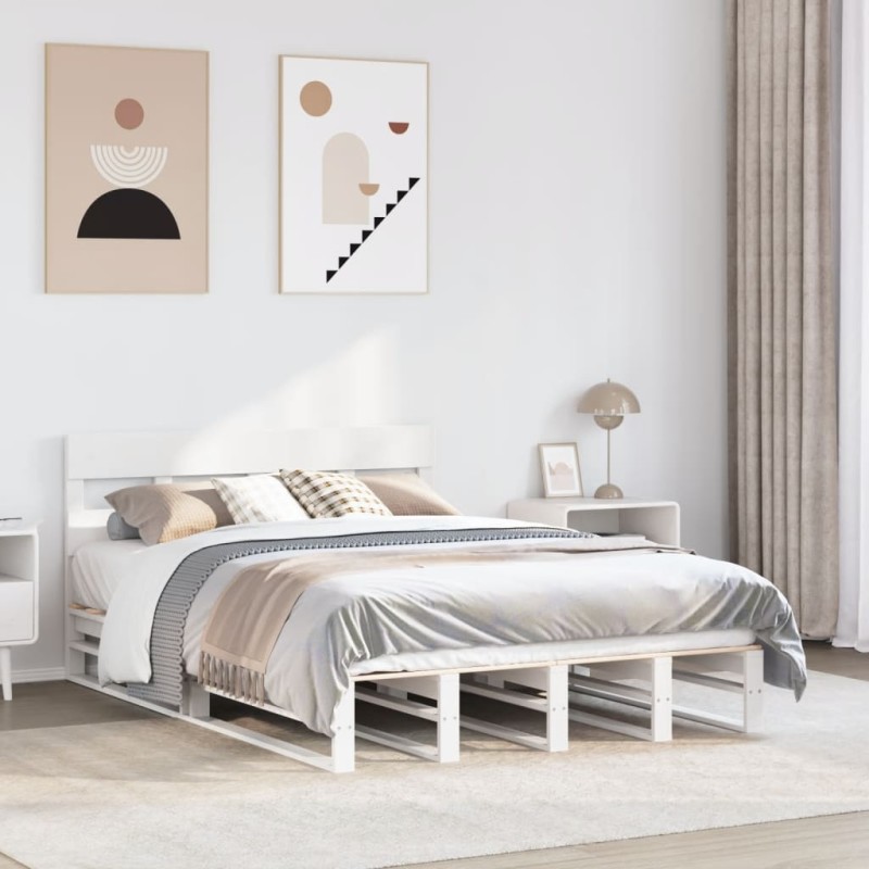 vidaXL Letto senza Materasso Bianco 160x200 cm Legno Massello di Pino vidaXL Letto senza Materasso Bianco 160x200 cm Legno Massello di Pino
