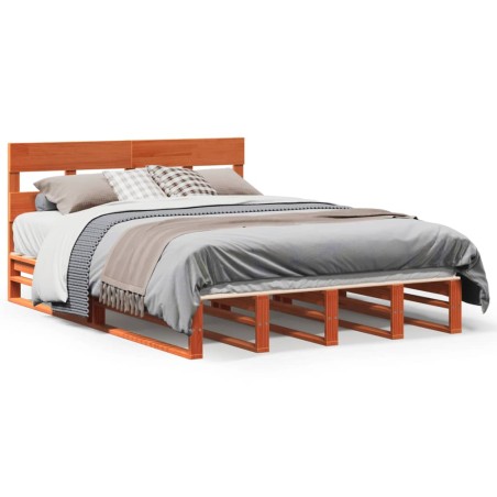 vidaXL Letto senza Materasso Marrone Cera 140x190 cm in Legno di Pino