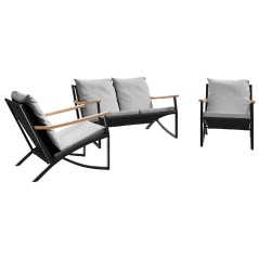 vidaXL Set Mobili da Balcone 3 pz con Cuscini Nero in Acciaio