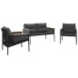 vidaXL Set Mobili da Balcone 3 pz con Cuscini Nero in Acciaio vidaXL Set Mobili da Balcone 3 pz con Cuscini Nero in Acciaio