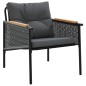 vidaXL Set Mobili da Balcone 3 pz con Cuscini Nero in Acciaio vidaXL Set Mobili da Balcone 3 pz con Cuscini Nero in Acciaio