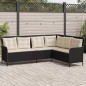 vidaXL Divano da Giardino a L con Cuscini Nero in Polyrattan
