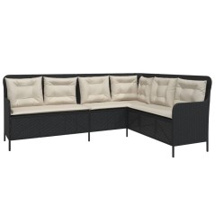 vidaXL Divano da Giardino a L con Cuscini Nero in Polyrattan