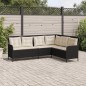 vidaXL Divano da Giardino a L con Cuscini Nero in Polyrattan