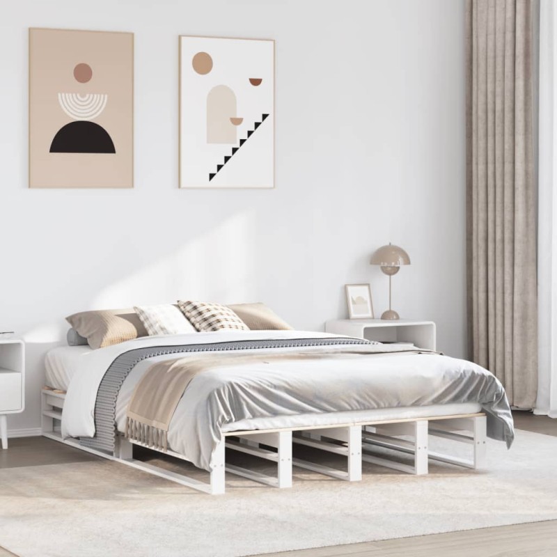 vidaXL Letto senza Materasso Bianco 150x200 cm Legno Massello di Pino vidaXL Letto senza Materasso Bianco 150x200 cm Legno Massello di Pino