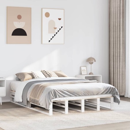 vidaXL Letto senza Materasso Bianco 150x200 cm Legno Massello di Pino