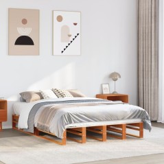 vidaXL Giroletto senza Materasso Marrone Cera 140x200cm Massello Pino