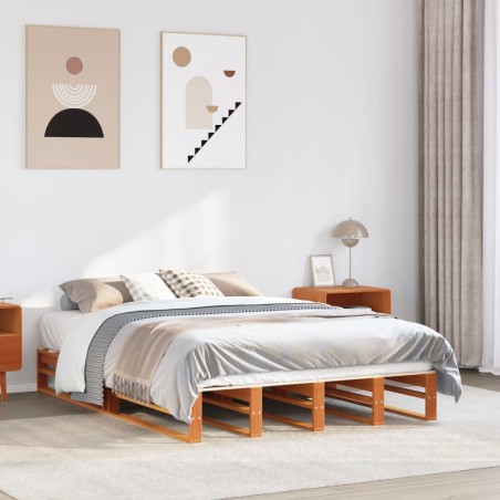 vidaXL Letto senza Materasso Marrone Cera 140x190 cm in Legno di Pino