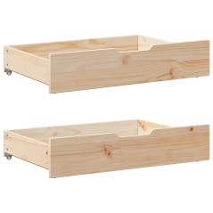 vidaXL Cassettoni da Letto con Ruote 2 pz 80x55x16 cm in Legno di Pino