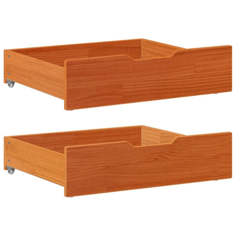 vidaXL Cassettoni per Letto 2pz Marrone Cera 75x55x16 cm Legno di Pino vidaXL Cassettoni per Letto 2pz Marrone Cera 75x55x16 cm Legno di Pino