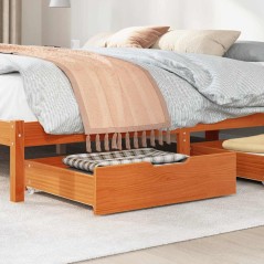 vidaXL Cassettoni per Letto 2pz Marrone Cera 75x55x16 cm Legno di Pino