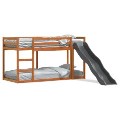 vidaXL Letto Castello Scivolo Scala Marrone Cera 75x190 Massello Pino