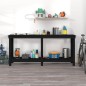 Banco da Lavoro Nero 180x50x80 cm in Legno Massello di Pino Banco da Lavoro Nero 180x50x80 cm in Legno Massello di Pino