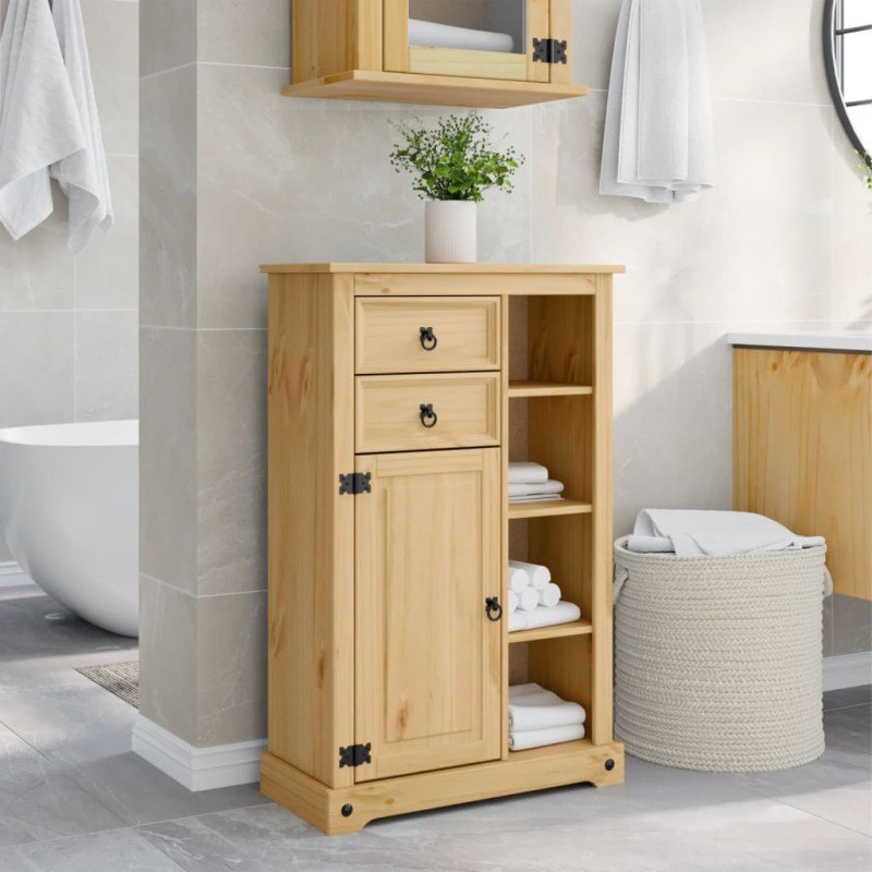 vidaXL Mobile da Bagno Corona 70x33x110 cm in Legno Massello di Pino vidaXL Mobile da Bagno Corona 70x33x110 cm in Legno Massello di Pino