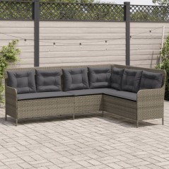 vidaXL Divano da Giardino con Cuscini a L Grigio in Polyrattan