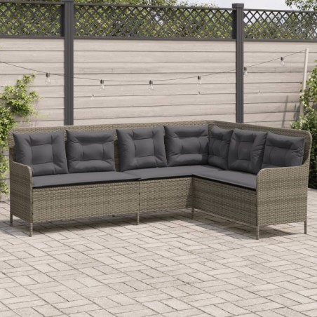 vidaXL Divano da Giardino con Cuscini a L Grigio in Polyrattan
