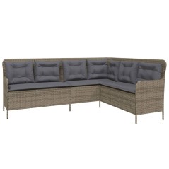 vidaXL Divano da Giardino con Cuscini a L Grigio in Polyrattan