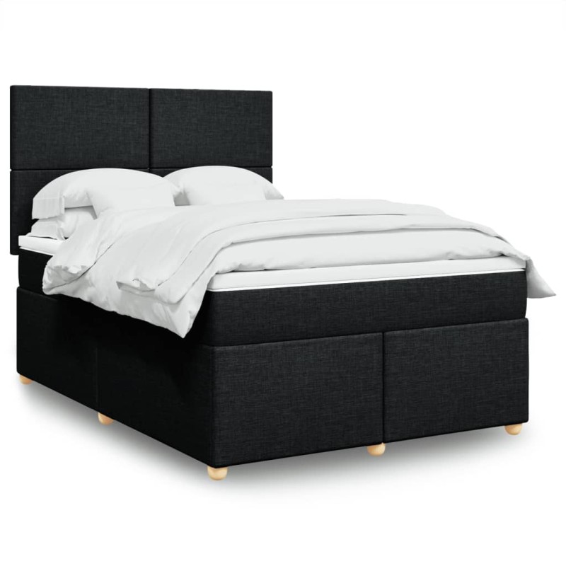 vidaXL Giroletto a Molle con Materasso Nero 140x190 cm in Tessuto