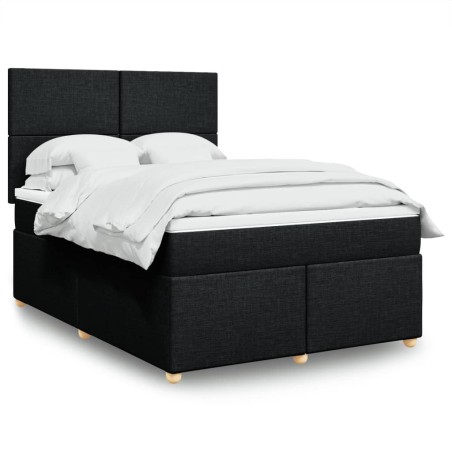 vidaXL Giroletto a Molle con Materasso Nero 140x190 cm in Tessuto
